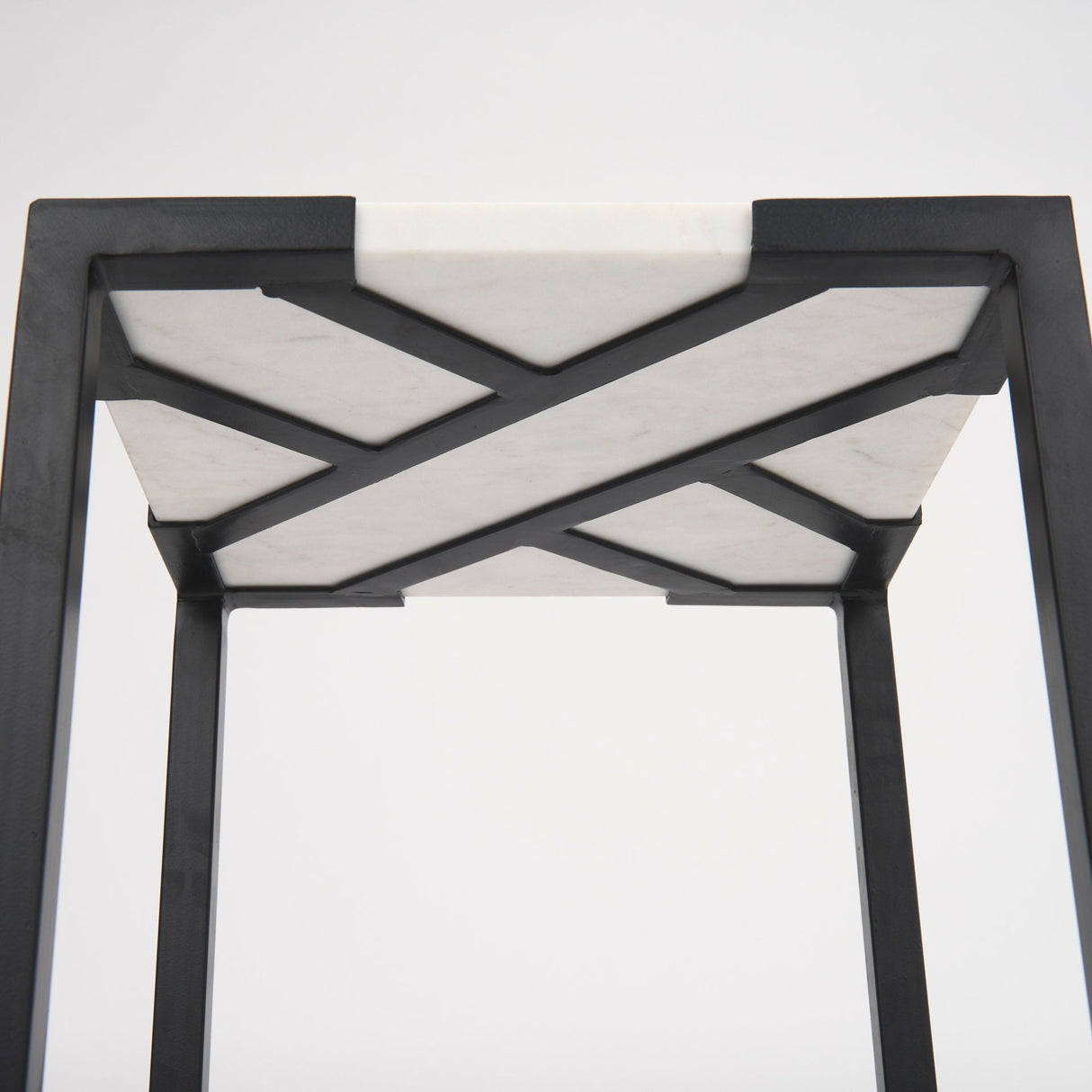 Lucas III (Set of 2); White Marble W/Black Iron Frame Accent Tables by Mercana at Eve Furniture