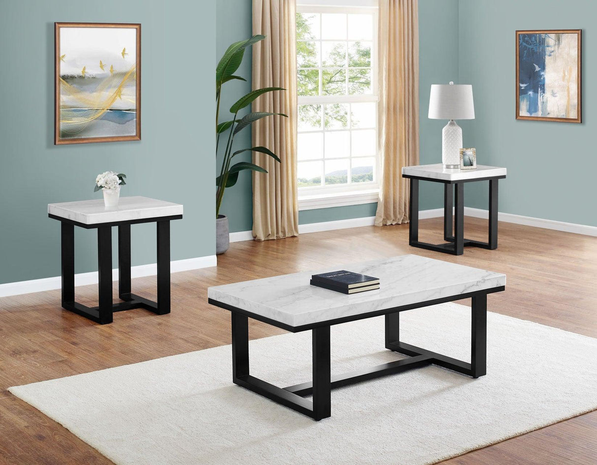 Lucca 3-Piece Marble Top Set (Cocktail & 2 End Tables) by Steve Silver at Eve Furniture