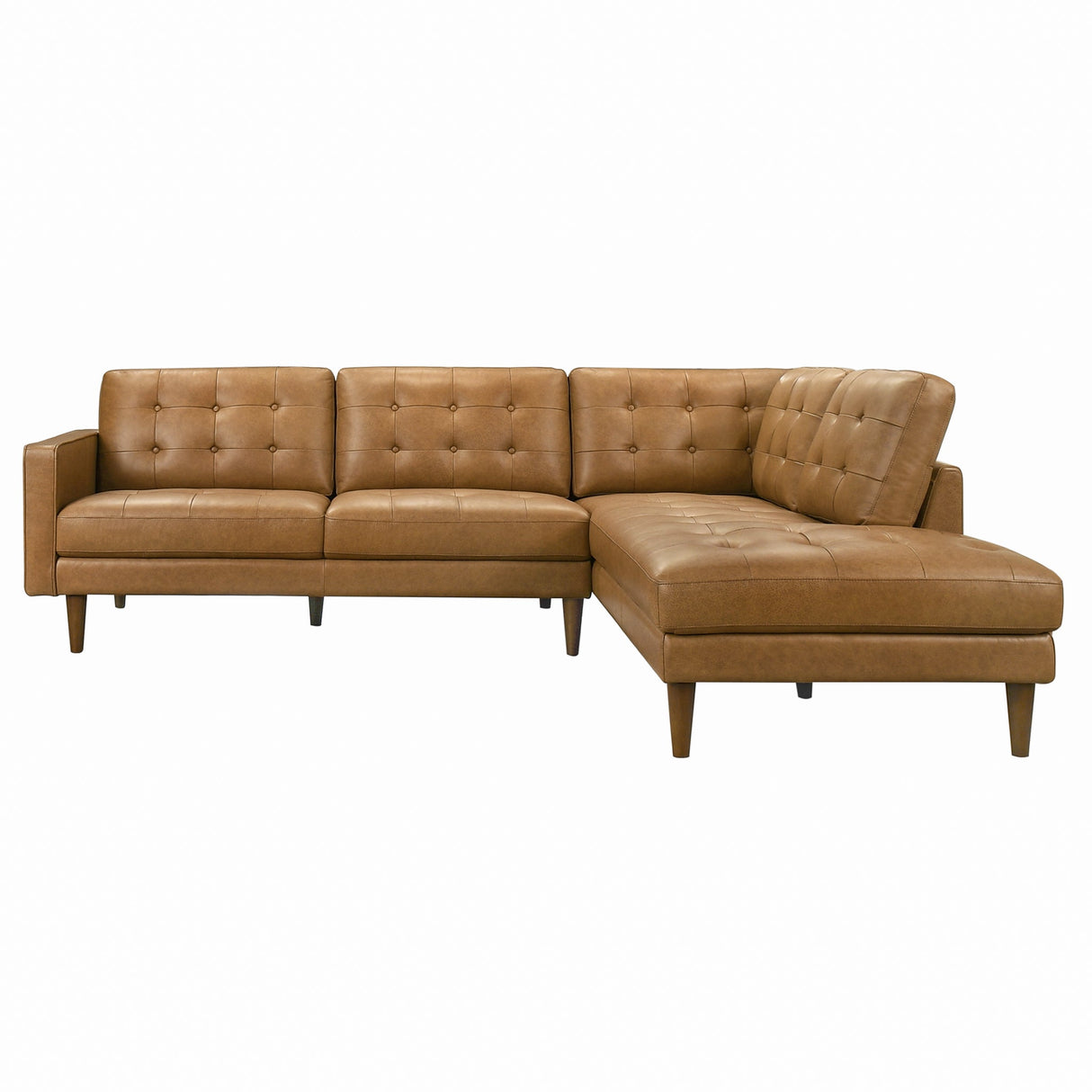 Lucco Genuine Tan Leather Right-Facing Sectional Sofa by Ashcroft Furniture at Eve Furniture