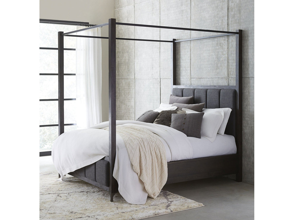 Lucerne Upholstered Queen Canopy Bed in Vintage Coffee by Modus Furniture at Eve Furniture