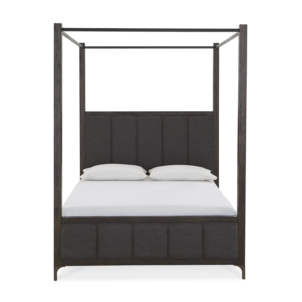 Lucerne Upholstered Queen Canopy Bed in Vintage Coffee by Modus Furniture at Eve Furniture