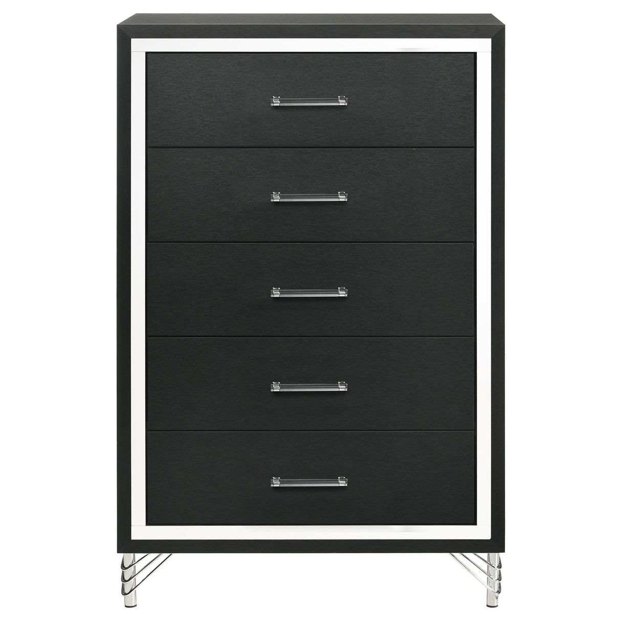 Lucia 5-drawer Bedroom Chest of Drawers Black by Coaster at Eve Furniture