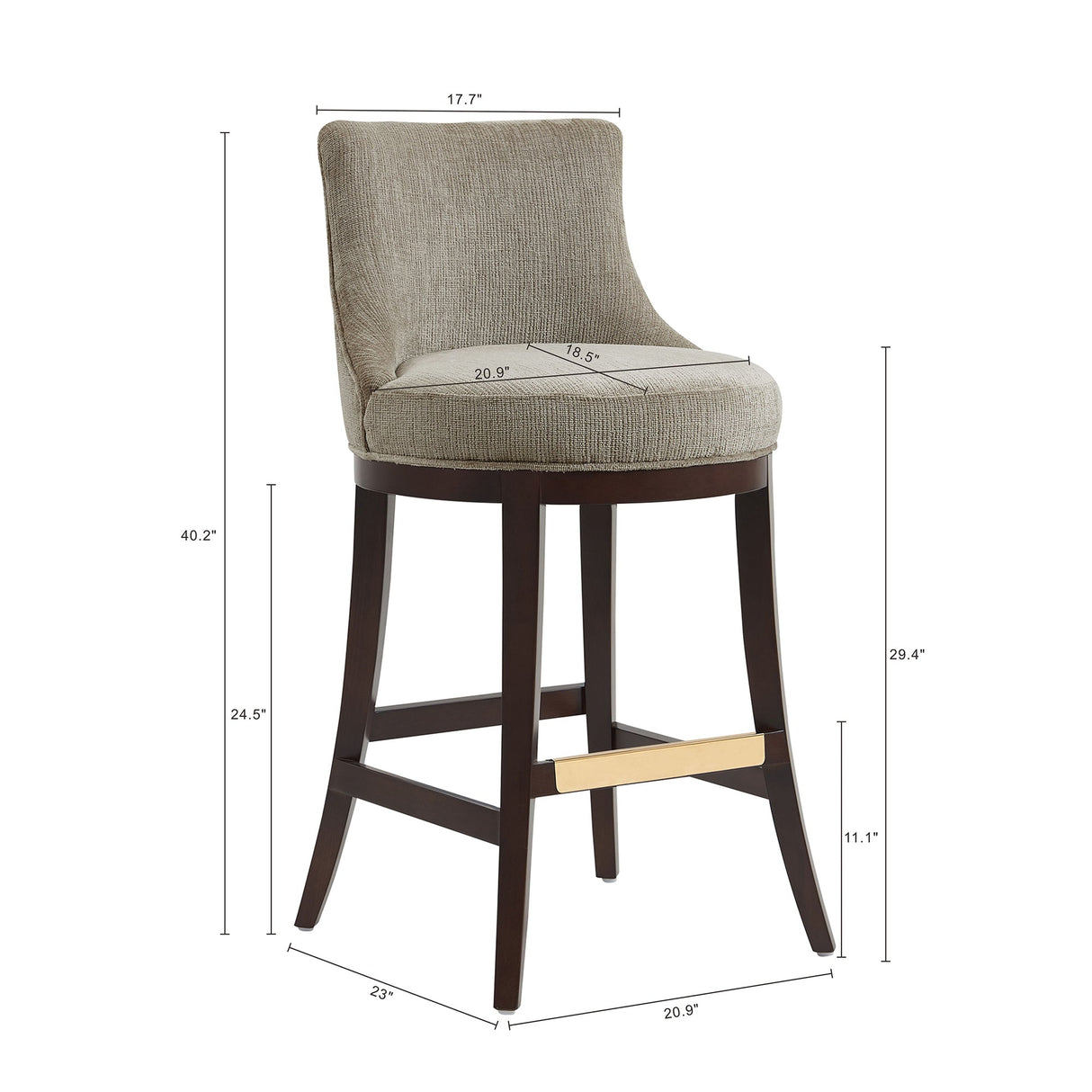 Lucia Barstool in Taupe (set of 2) by Manhattan Comfort at Eve Furniture