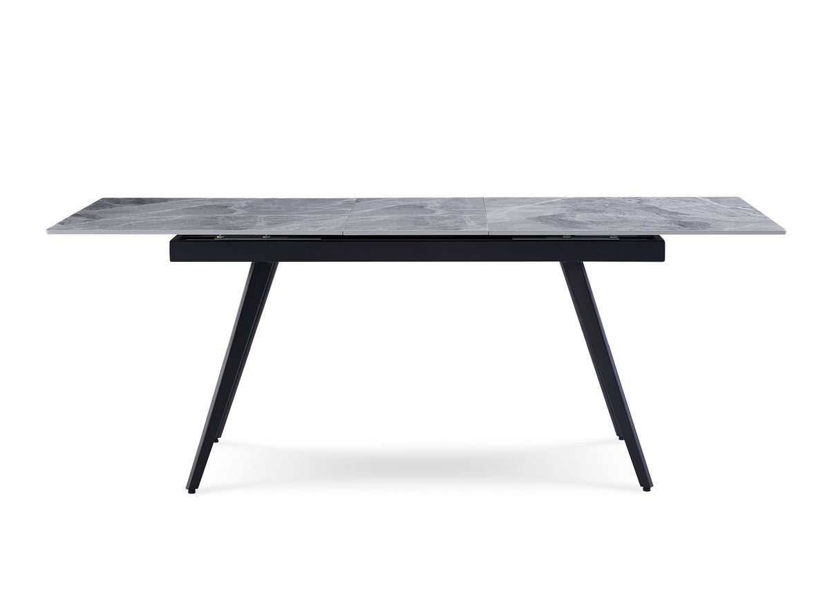 Lucia Extendable Stone Top Metal Leg Dining Table in Piedra and Black by Modus Furniture at Eve Furniture