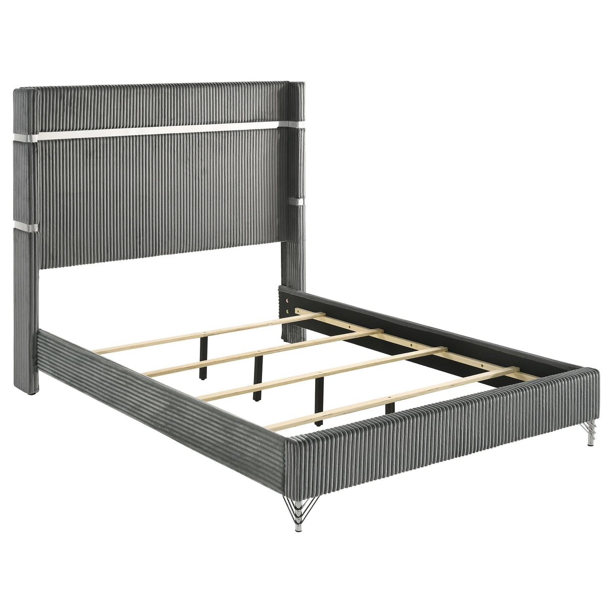 Lucia Gray 61-inch Upholstered Eastern King Panel Bed by Coaster at Eve Furniture
