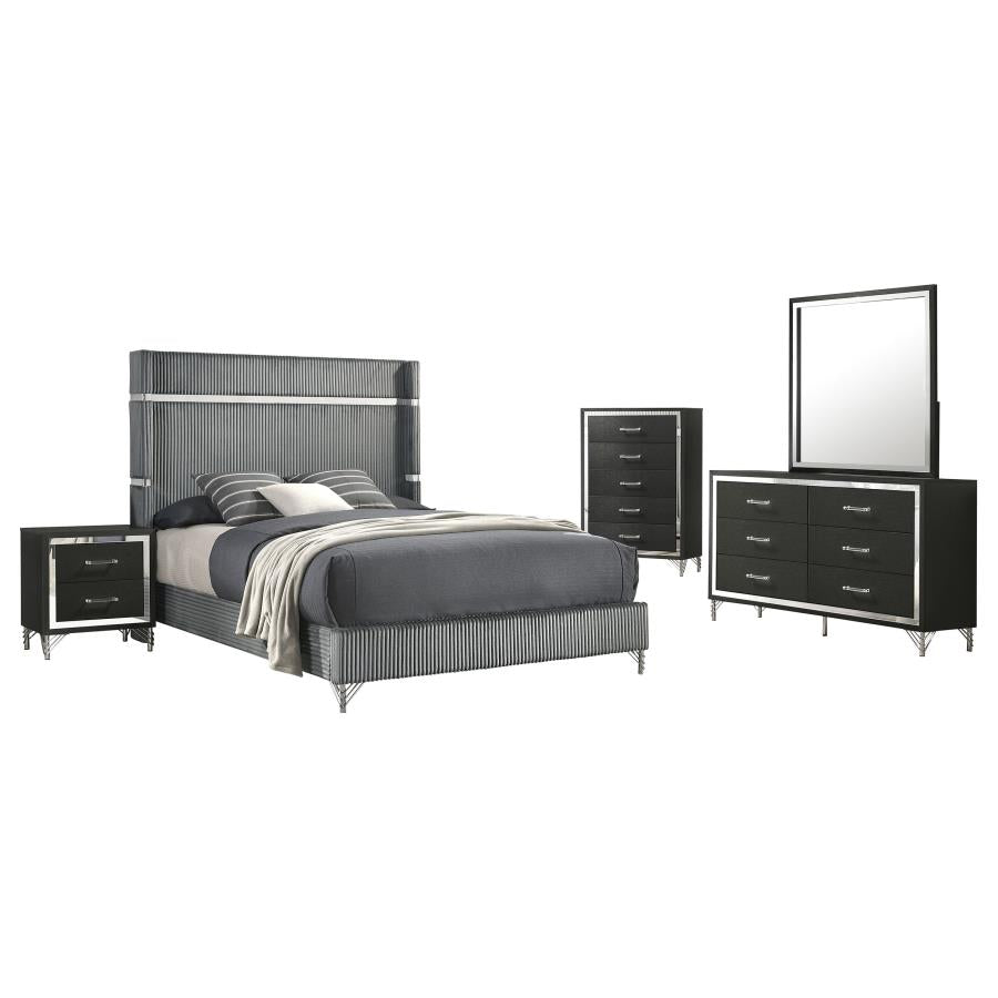 Lucia Grey/Black 5-Piece Queen Bedroom Set by Coaster at Eve Furniture