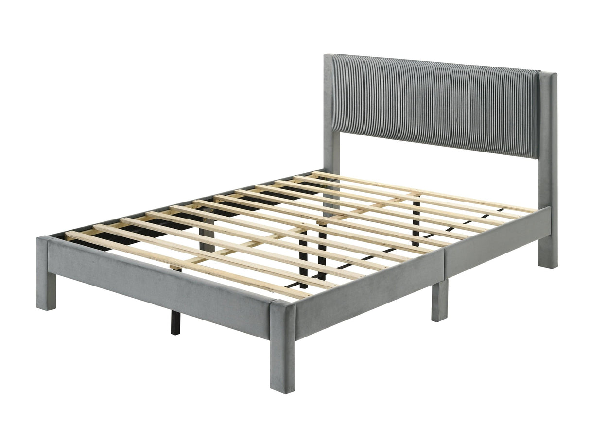 Lucia Light Gray Full Platform Bed by Crown Mark at Eve Furniture