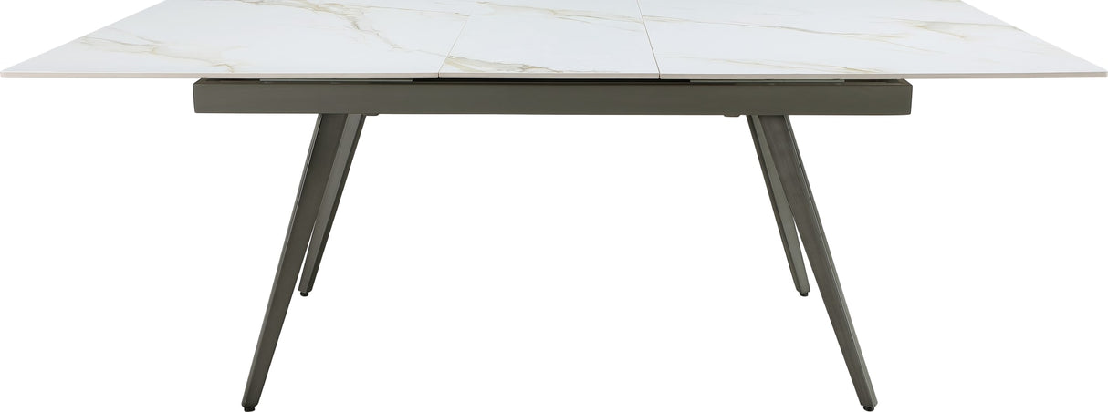 Lucia Polished Cappuccino/Gunmetal Extendable Stone Top Dining Table by Modus Furniture at Eve Furniture