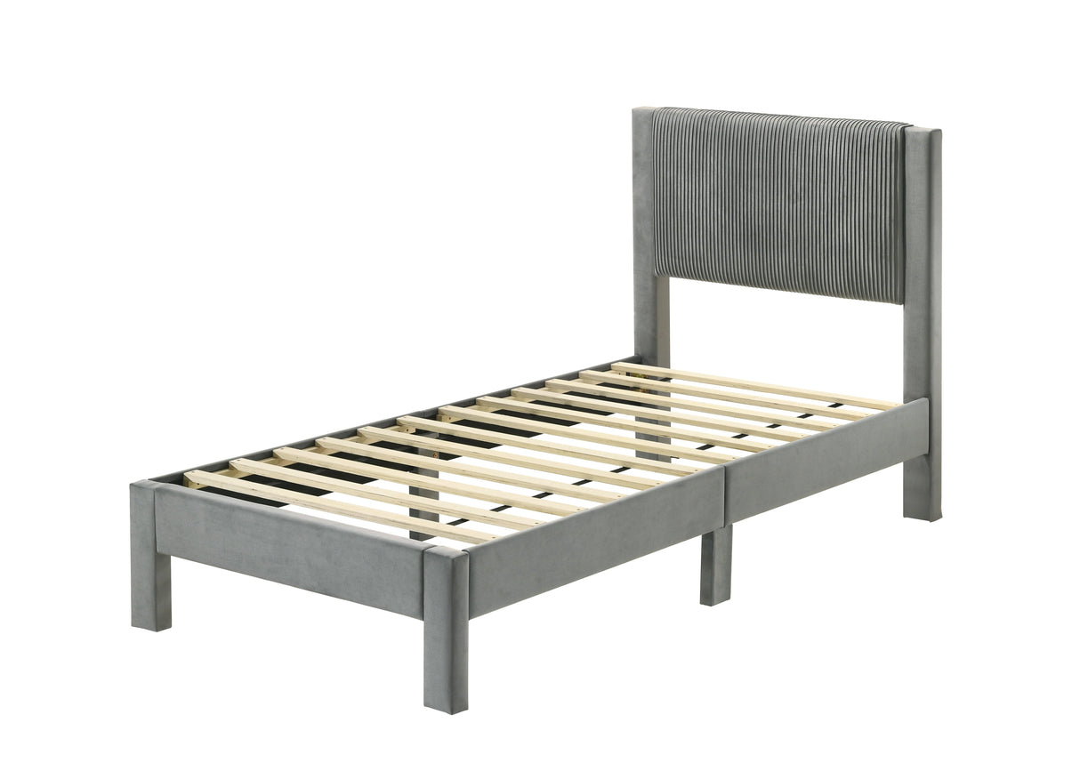 Lucia Light Gray Twin Platform Bed by Crown Mark at Eve Furniture