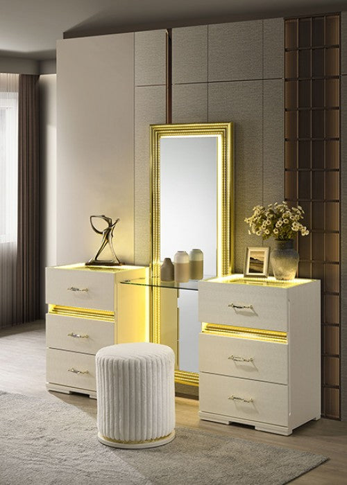 Lucida Beige Vanity Stool by Furniture of America at Eve Furniture