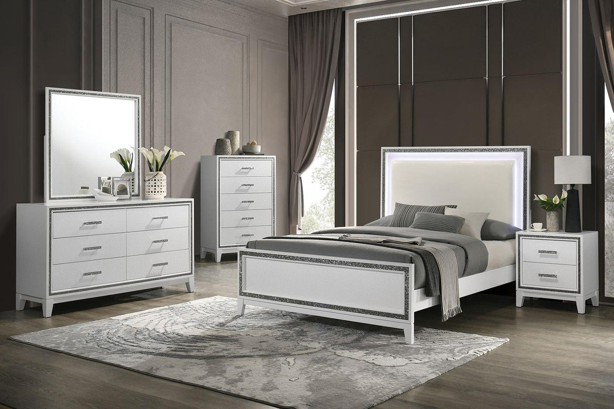 Lucida White LED King Bed by Furniture of America at Eve Furniture