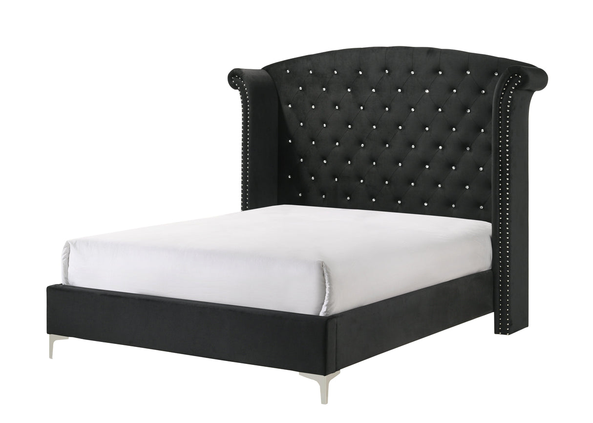 Lucinda Black Upholstered Wingback Panel Bedroom Set by Crown Mark at Eve Furniture