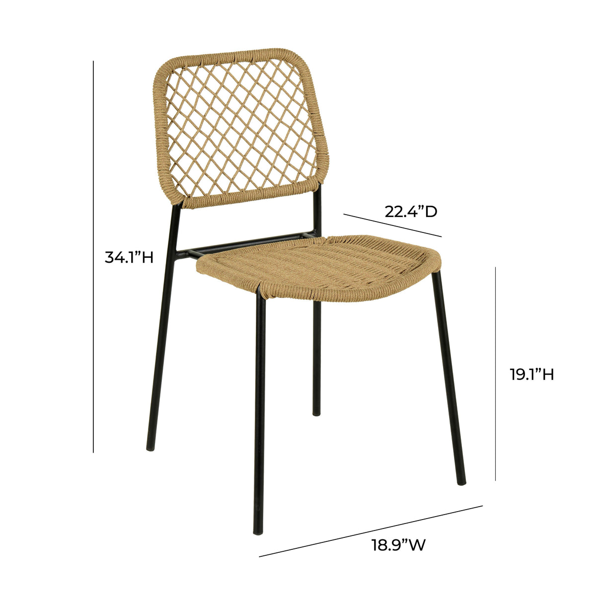 Lucy Dyed Cord Stackable Outdoor Dining Chair by TOV Furniture at Eve Furniture
