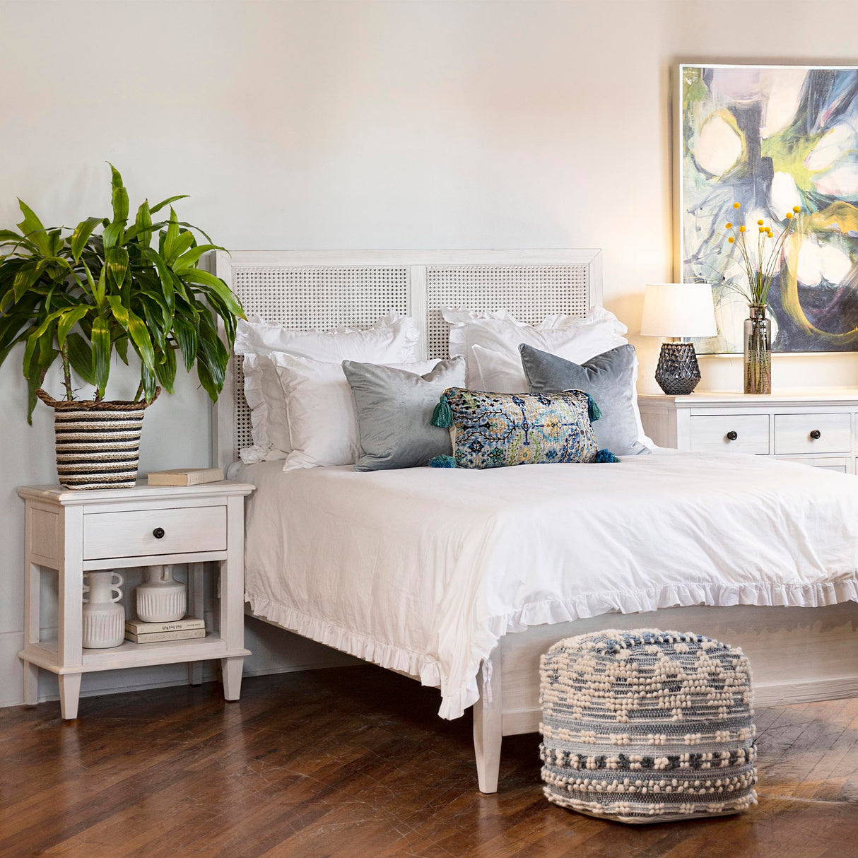 Lugano Bed, White Wash by Dovetail at Eve Furniture