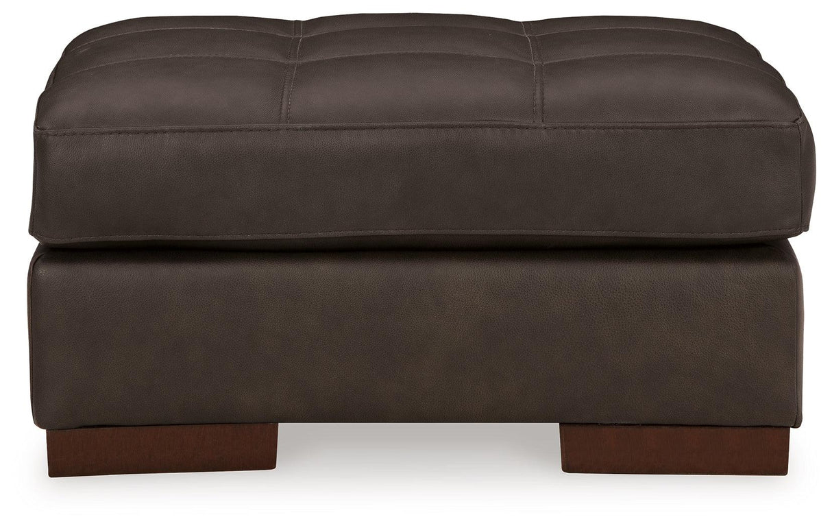 Luigi Thunder Leather Ottoman by Ashley at Eve Furniture