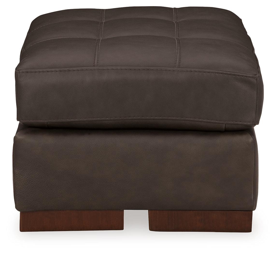 Luigi Thunder Leather Ottoman by Ashley at Eve Furniture