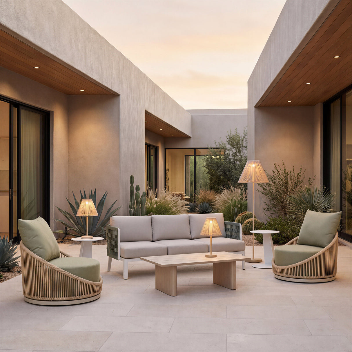 Lumika Beige Solar Table Lamp by Zuomod at Eve Furniture