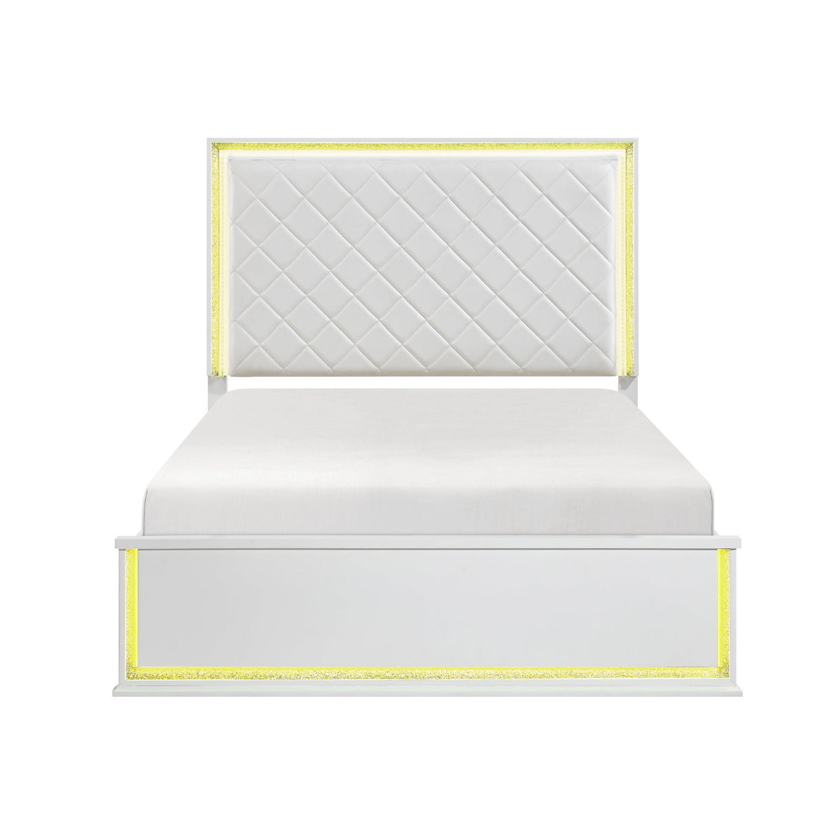 Lumin Pearl White LED Panel King Bed by Homelegance at Eve Furniture