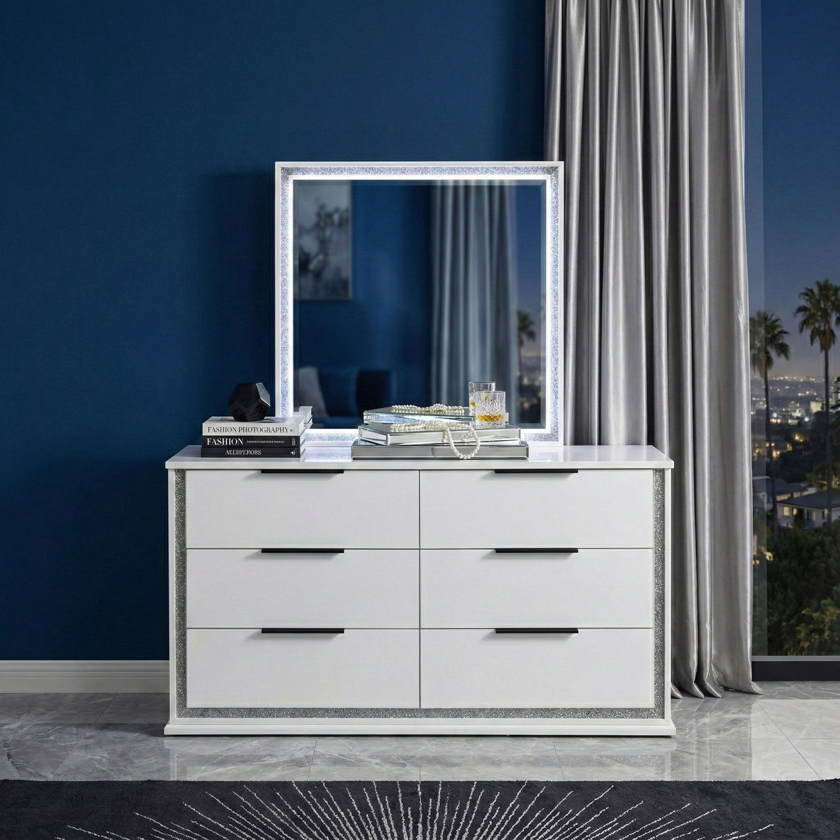 Lumin Pearl White Mirror by Homelegance at Eve Furniture