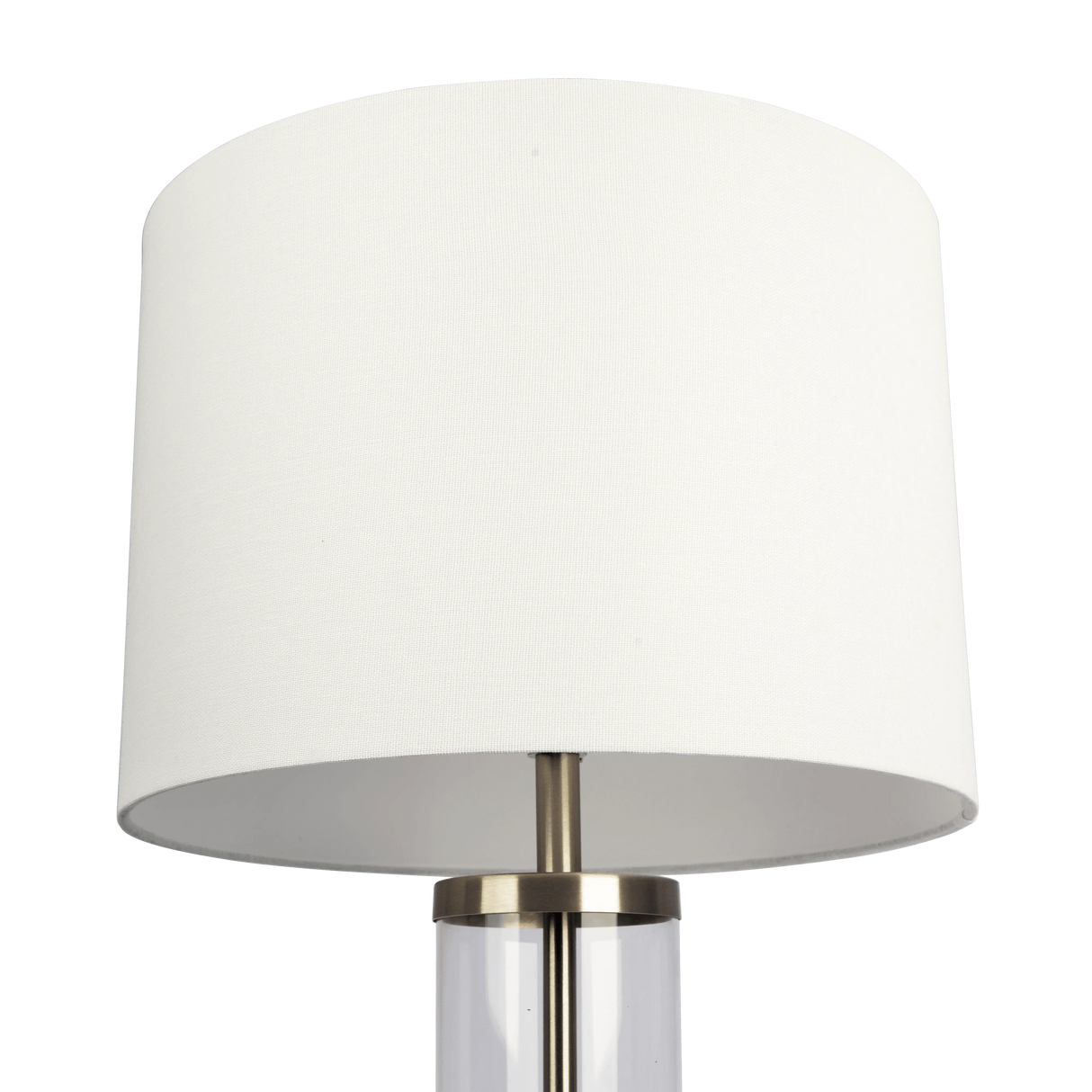 Luna Brushed Nickel Table Lamp with On/Off Switch Clear Glass Body Metal Base by Ashcroft Furniture at Eve Furniture