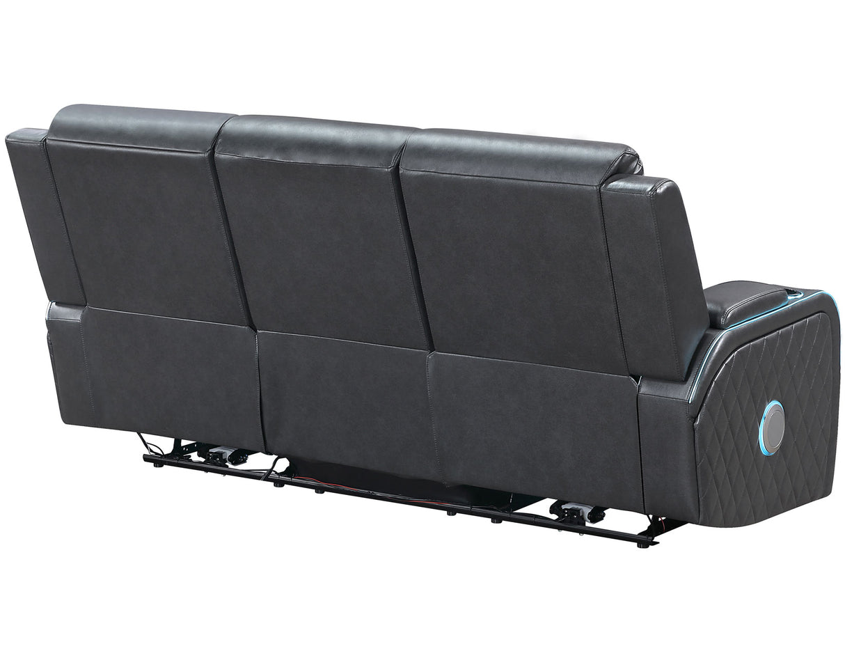 Luna Charcoal Vegan Leather 3-Piece Home Cinema Power Reclining Set by Steve Silver at Eve Furniture
