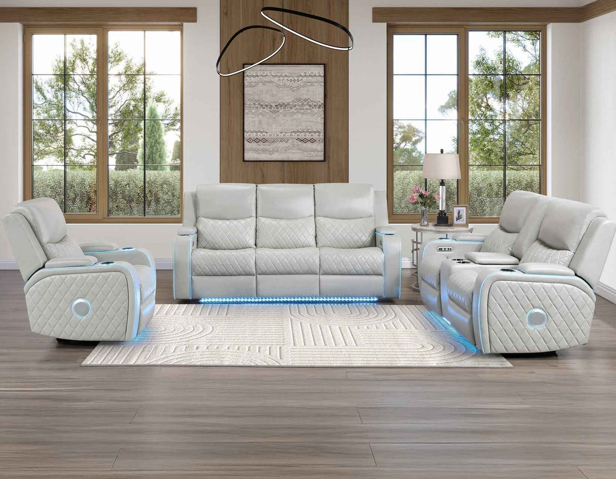 Luna Home Cinema Power Recliner, Ice Vegan Leather by Steve Silver at Eve Furniture