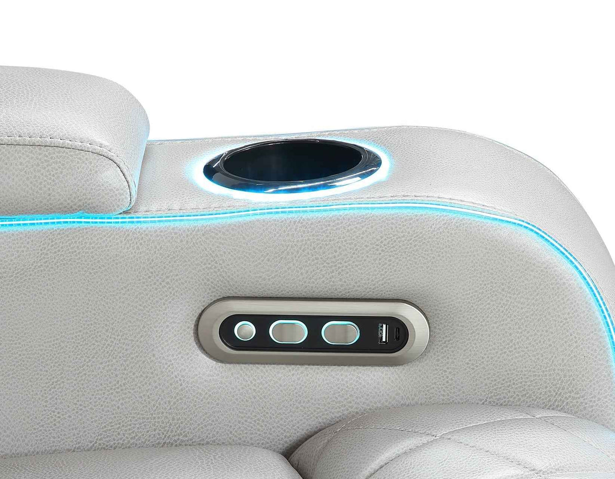 Luna Home Cinema Power Recliner, Ice Vegan Leather by Steve Silver at Eve Furniture