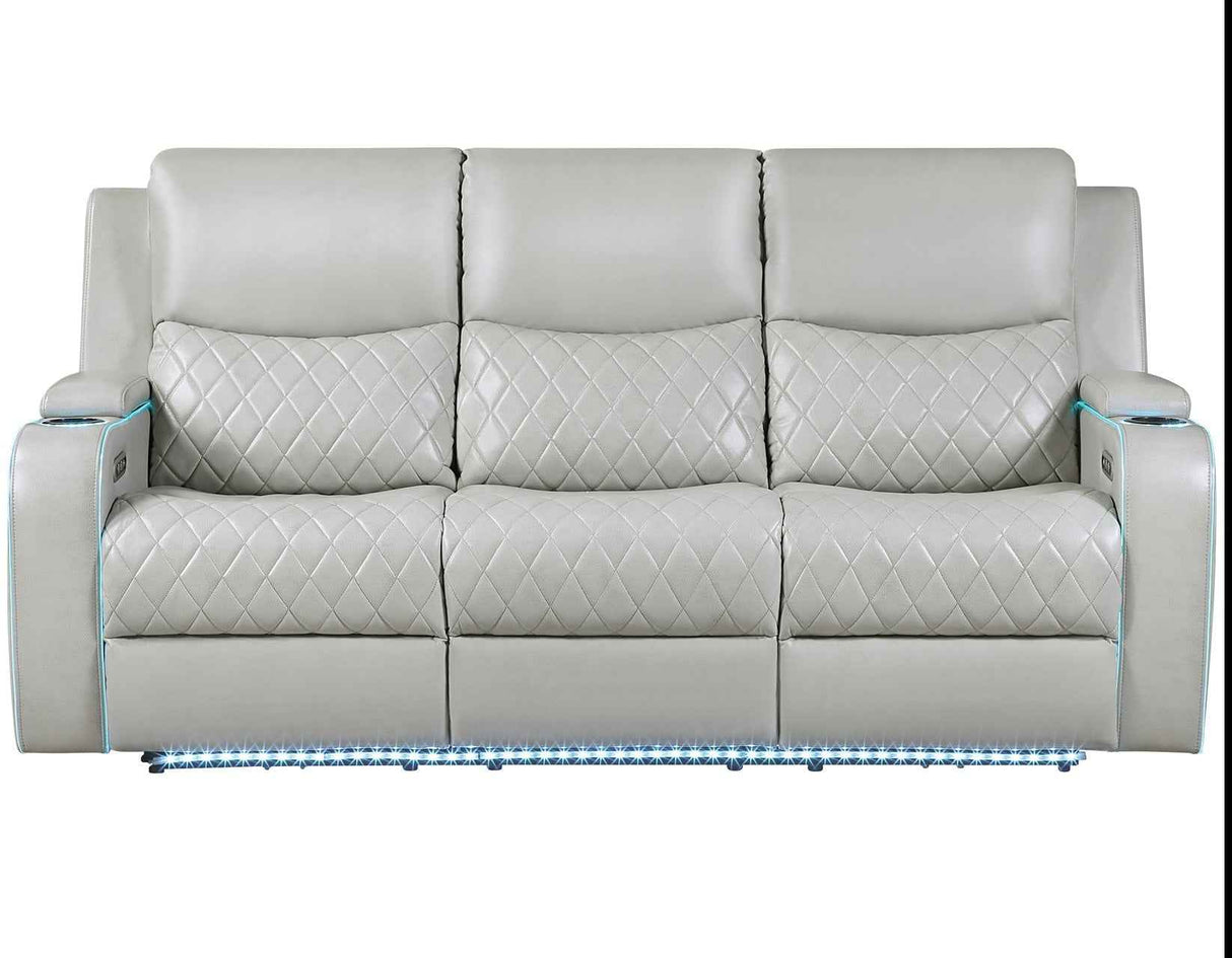 Luna Home Cinema Power Reclining Sofa, Ice Vegan Leather by Steve Silver at Eve Furniture