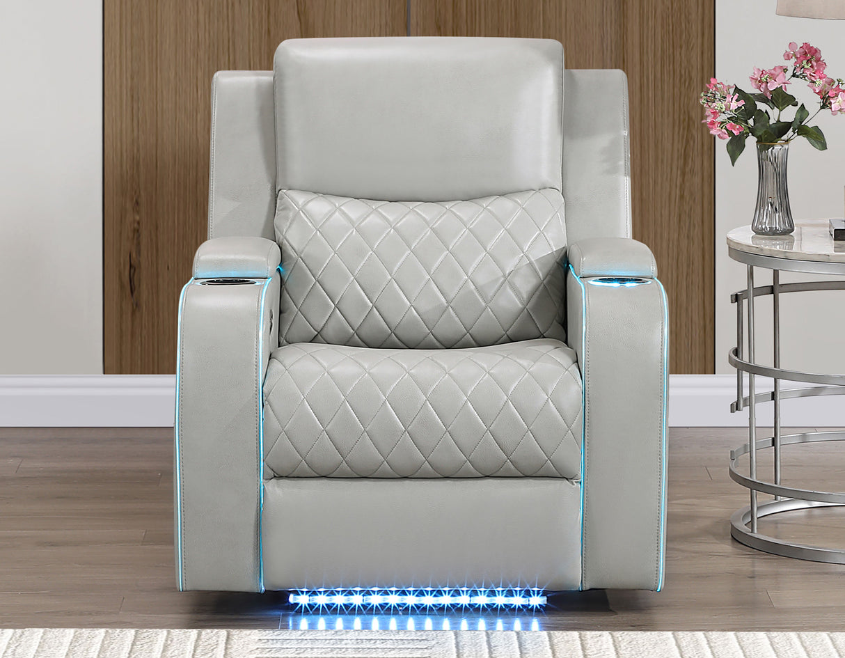 Luna Ice Vegan Leather 3-Piece Home Cinema Power Reclining Set by Steve Silver at Eve Furniture