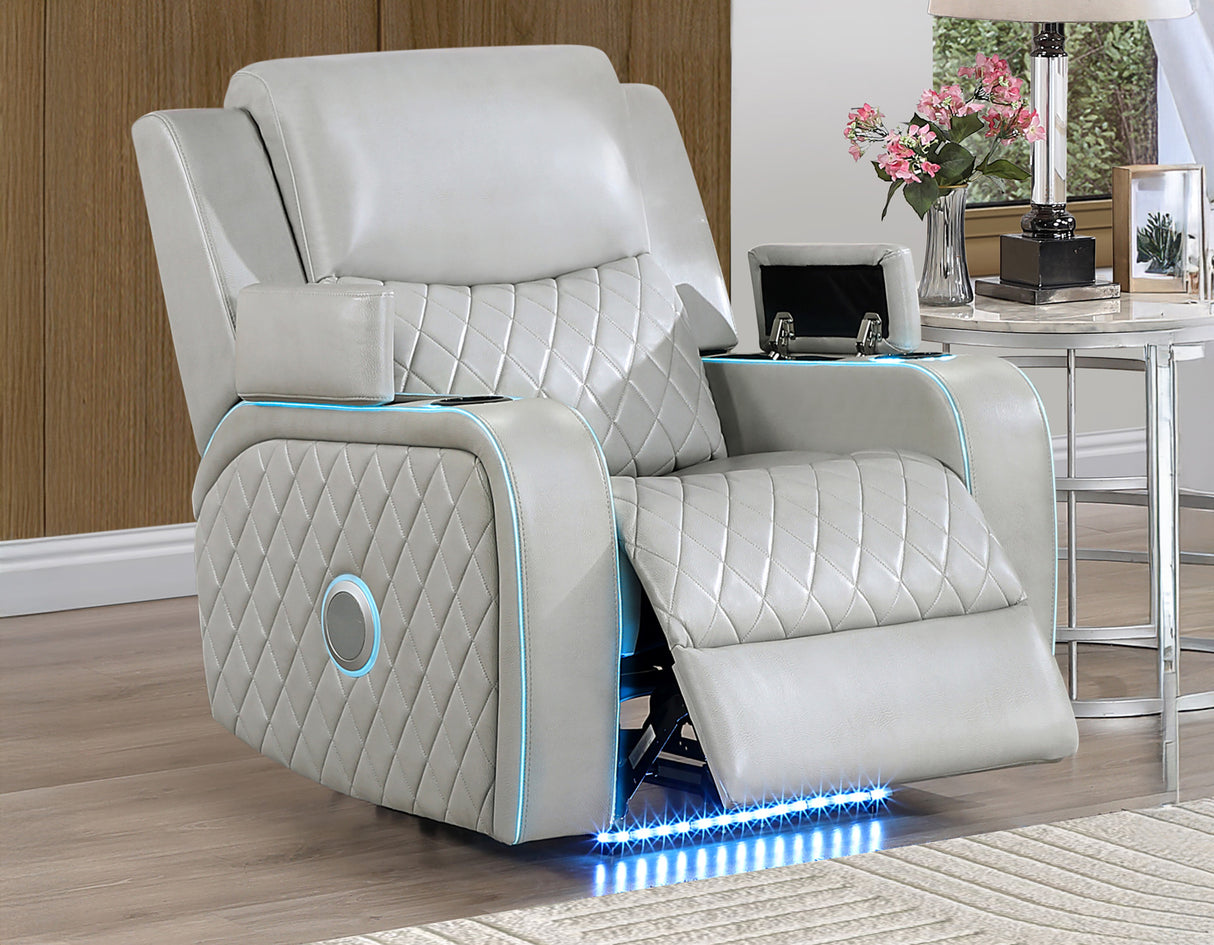 Luna Ice Vegan Leather 3-Piece Home Cinema Power Reclining Set by Steve Silver at Eve Furniture