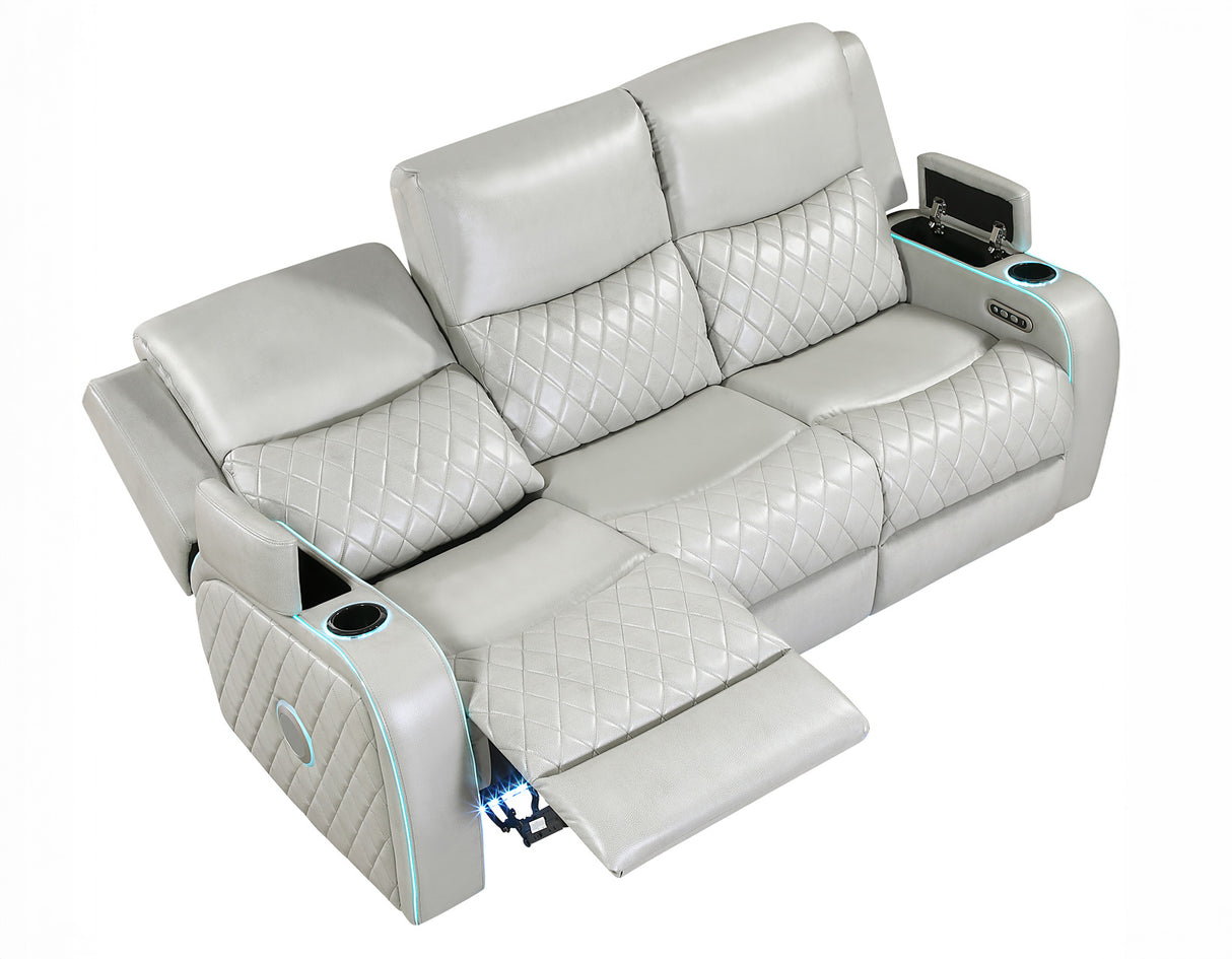Luna Ice Vegan Leather 3-Piece Home Cinema Power Reclining Set by Steve Silver at Eve Furniture