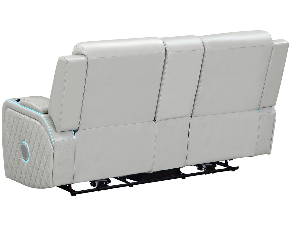 Luna Ice Vegan Leather 3-Piece Home Cinema Power Reclining Set by Steve Silver at Eve Furniture
