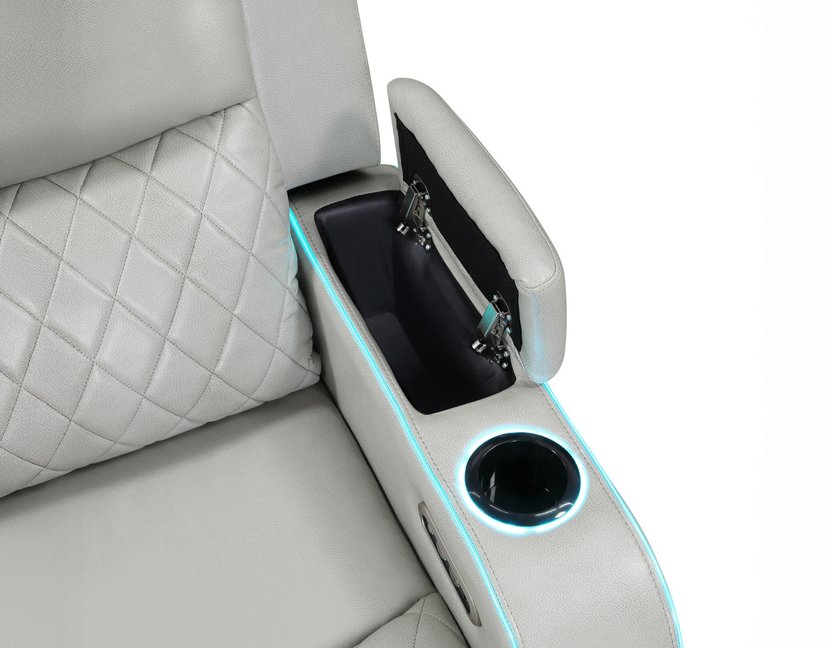 Luna Ice Vegan Leather 3-Piece Home Cinema Power Reclining Set by Steve Silver at Eve Furniture