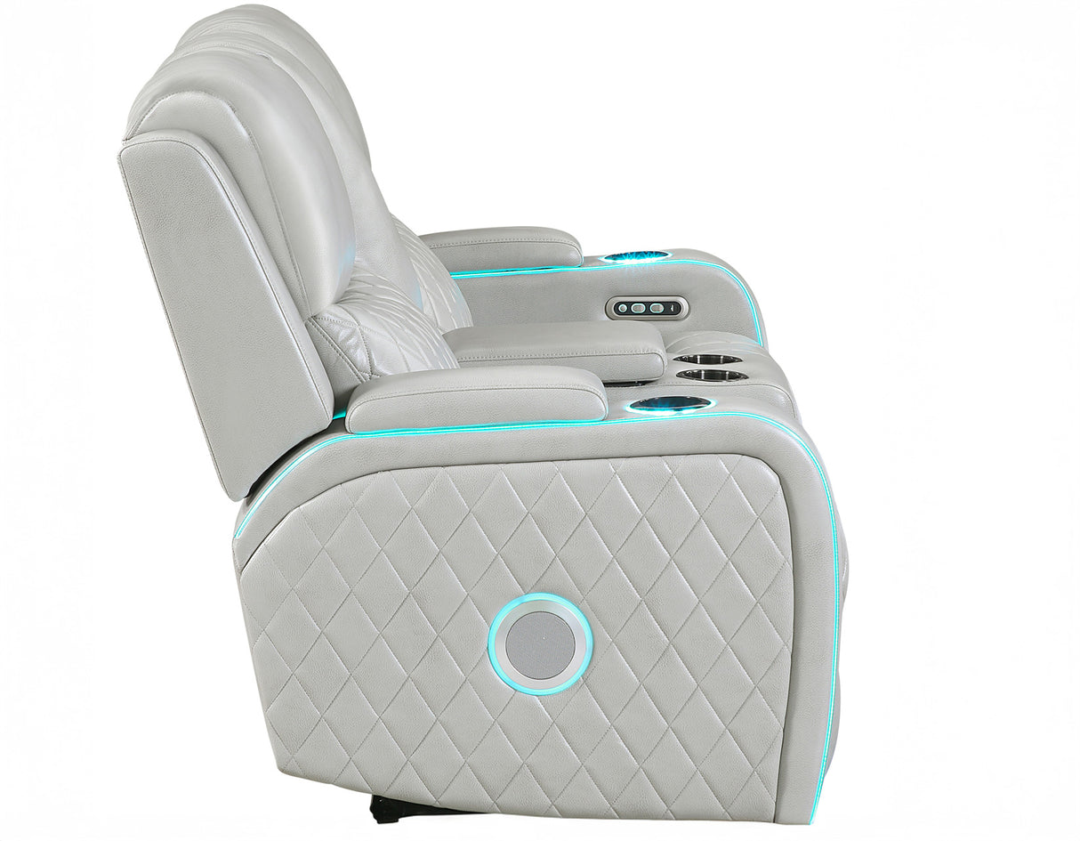 Luna Ice Vegan Leather 3-Piece Home Cinema Power Reclining Set by Steve Silver at Eve Furniture