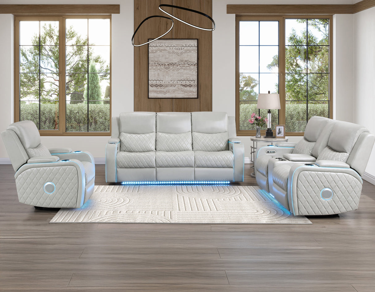 Luna Ice Vegan Leather 3-Piece Home Cinema Power Reclining Set by Steve Silver at Eve Furniture