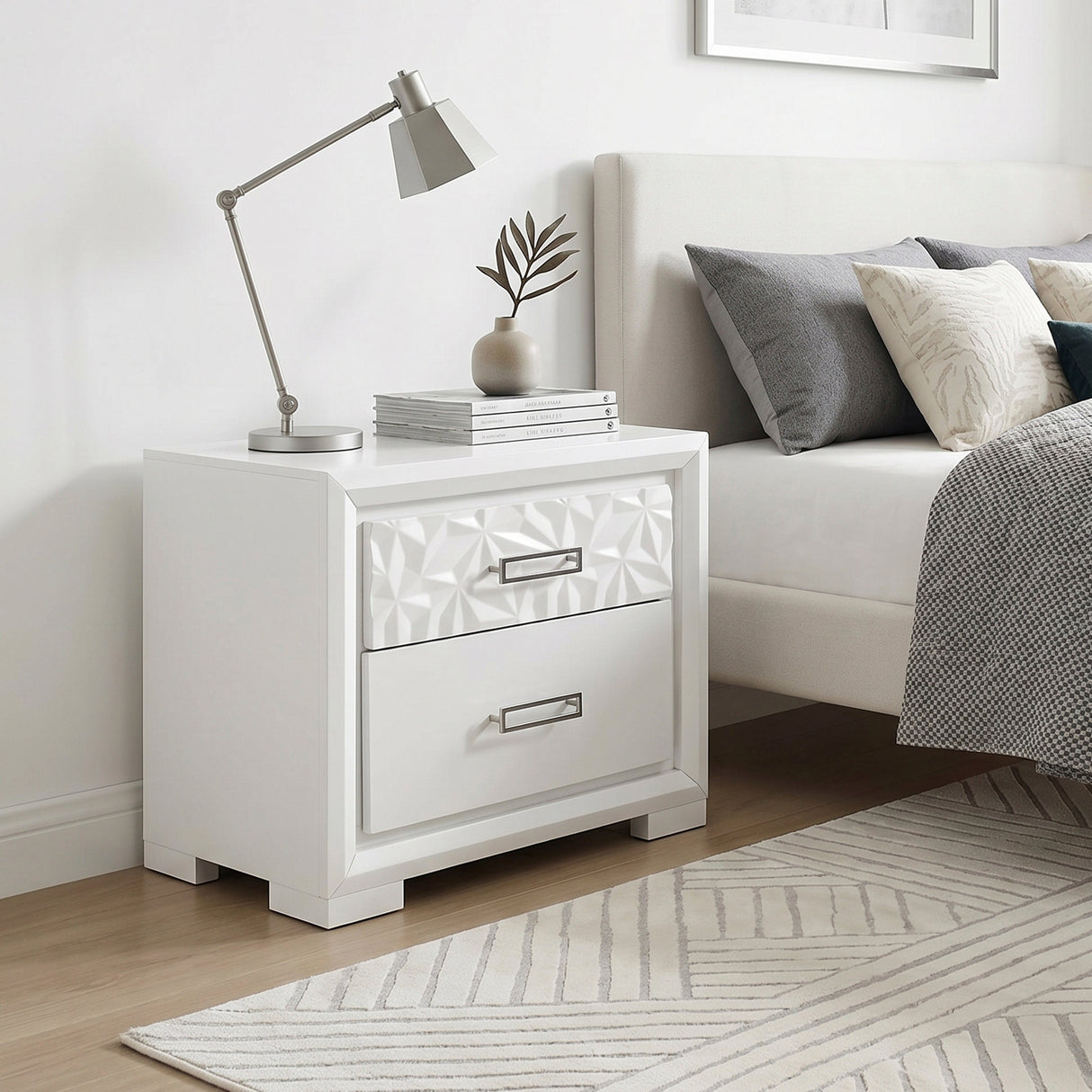 Luna Pearl White Nightstand by Homelegance at Eve Furniture