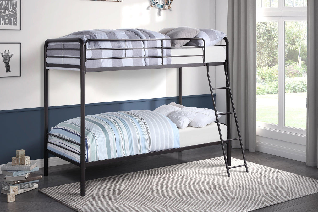 Lunar Dark Bronze Metal Twin/Twin Bunk Bed by Homelegance at Eve Furniture