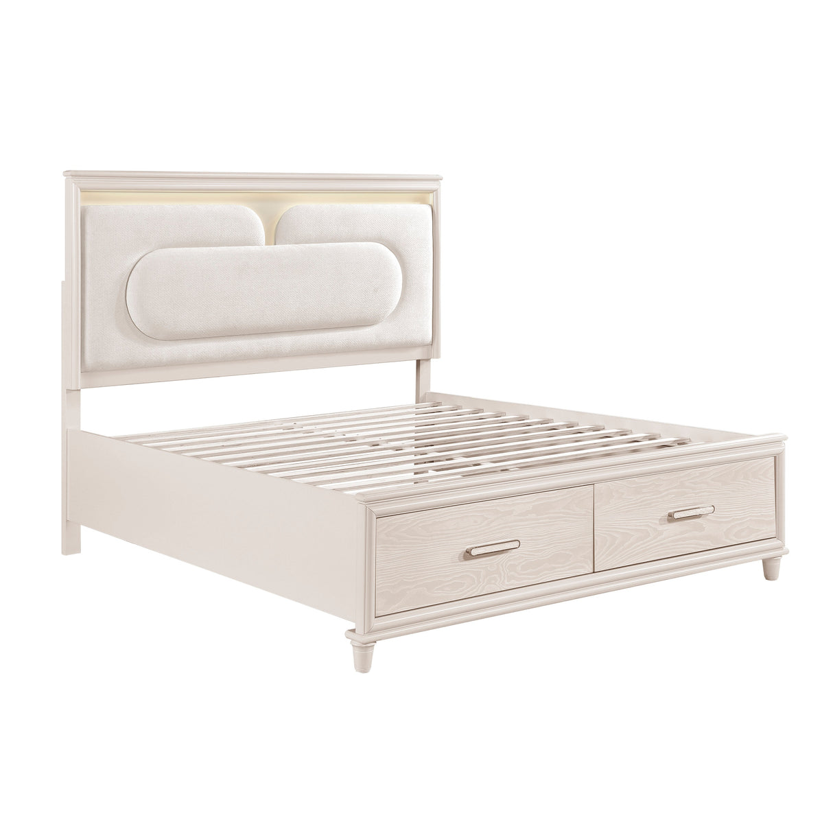 Lunaris Beige King Platform Bed with Footboard Storage by Homelegance at Eve Furniture
