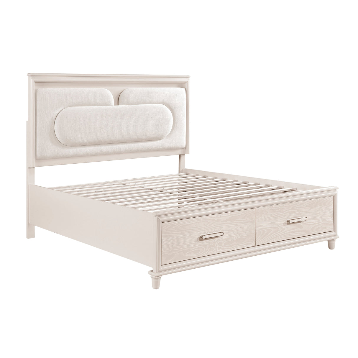 Lunaris Beige King Platform Bed with Footboard Storage by Homelegance at Eve Furniture