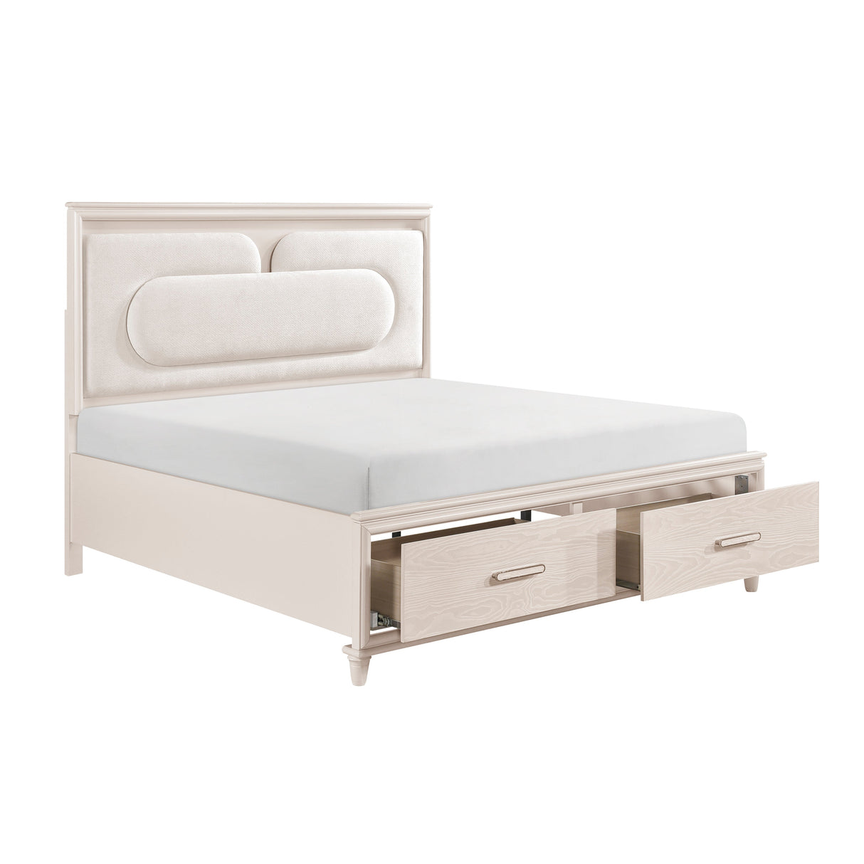 Lunaris Beige Queen Platform Bed with Footboard Storage by Homelegance at Eve Furniture