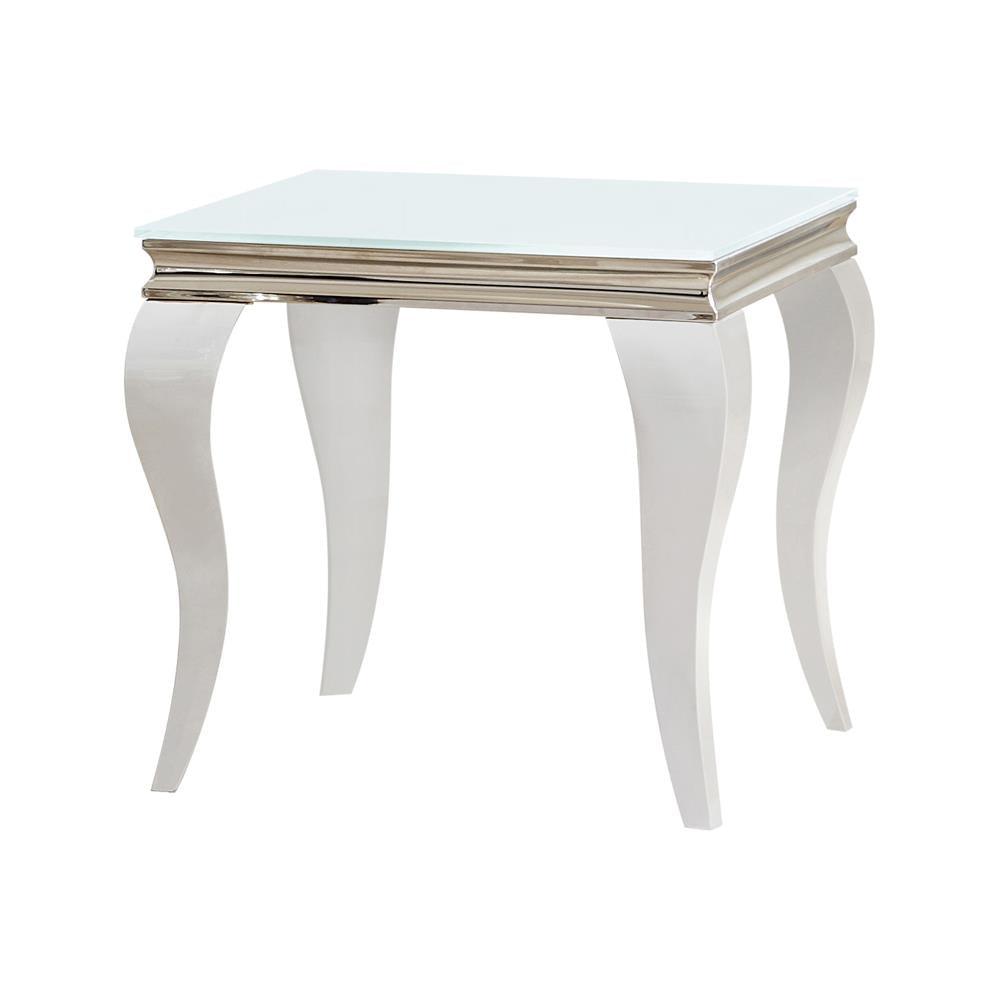 Luna White/Chrome Square End Table by Coaster at Eve Furniture