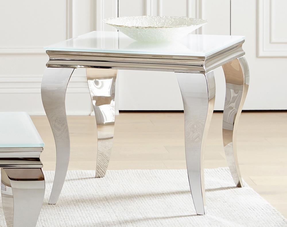 Luna White/Chrome Square End Table by Coaster at Eve Furniture