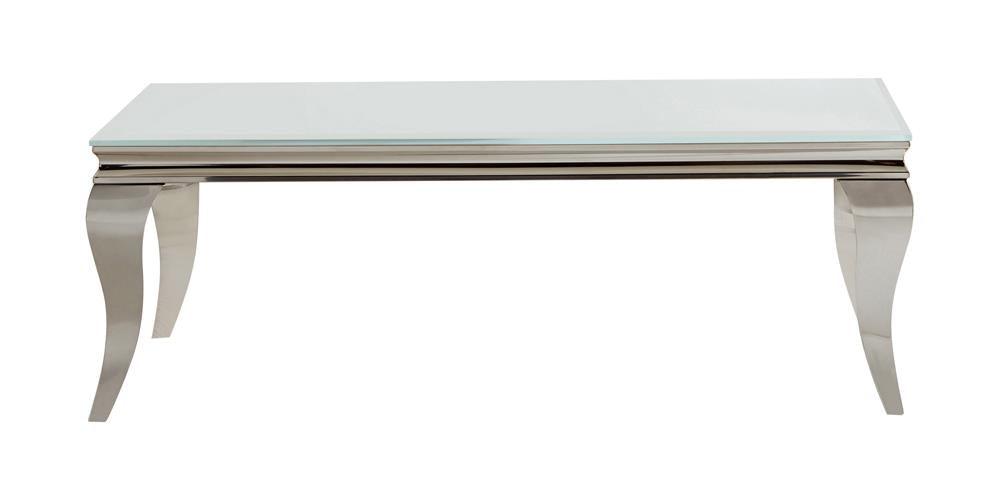 Luna White/Chrome Rectangle Coffee Table by Coaster at Eve Furniture