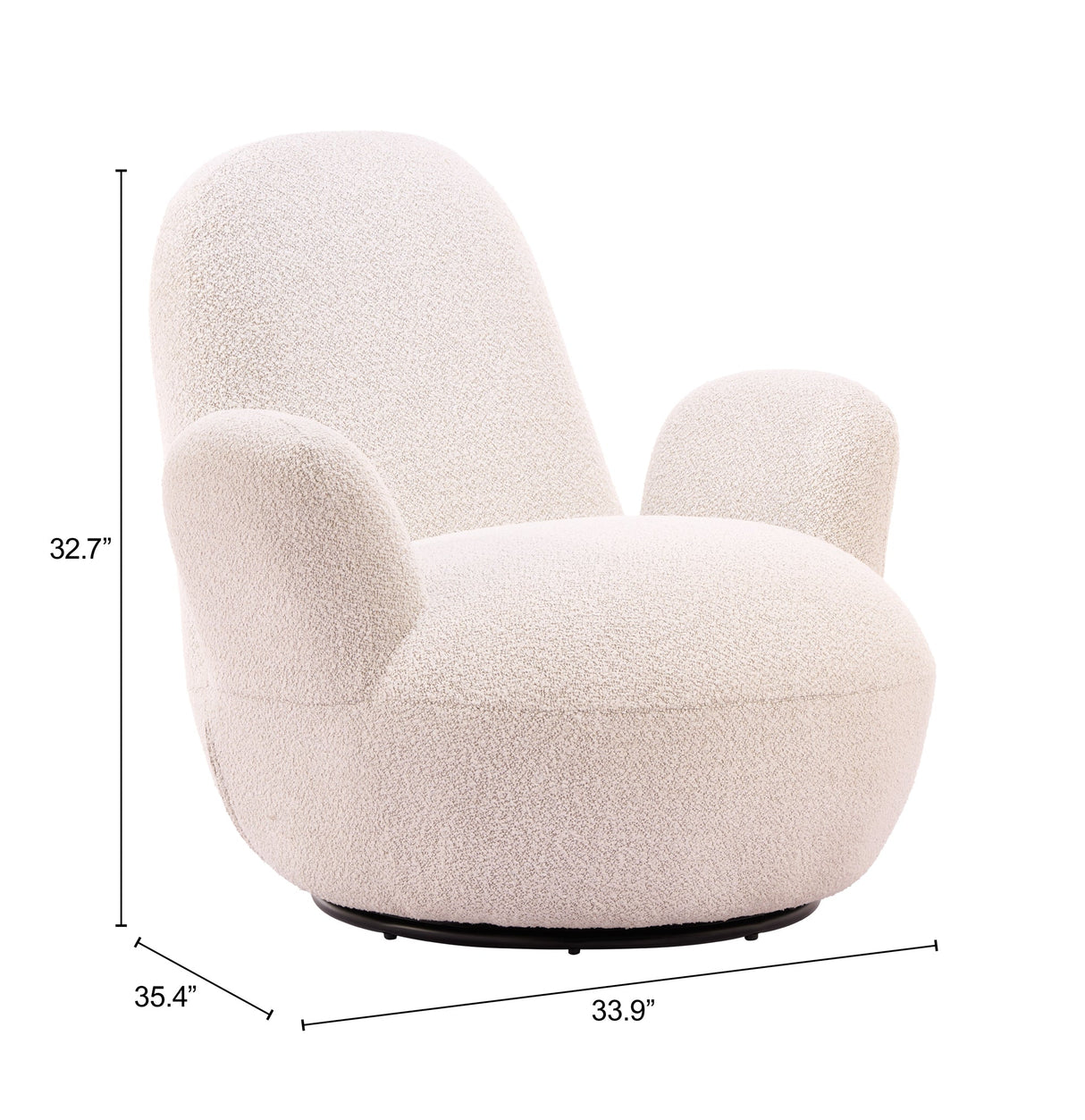 Lunet Ivory Swivel Chair by Zuomod at Eve Furniture