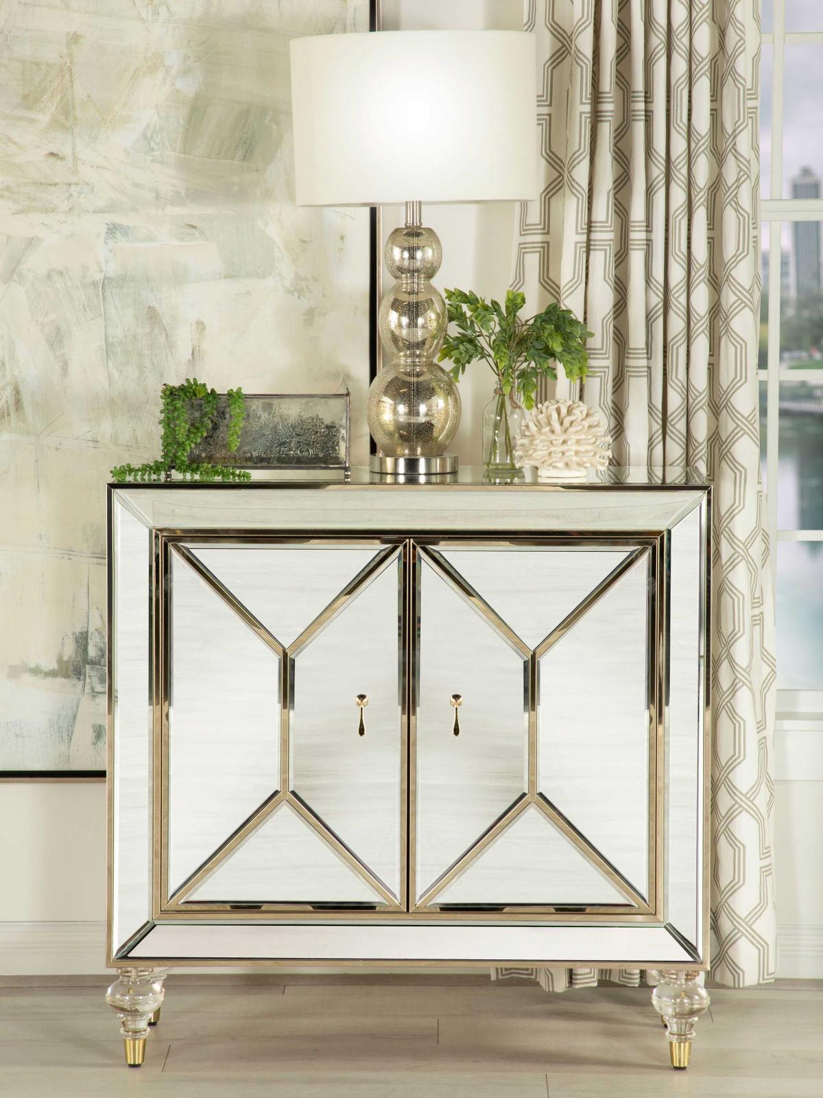 Lupin Mirror/Champagne 2-Door Accent Cabinet by Coaster at Eve Furniture