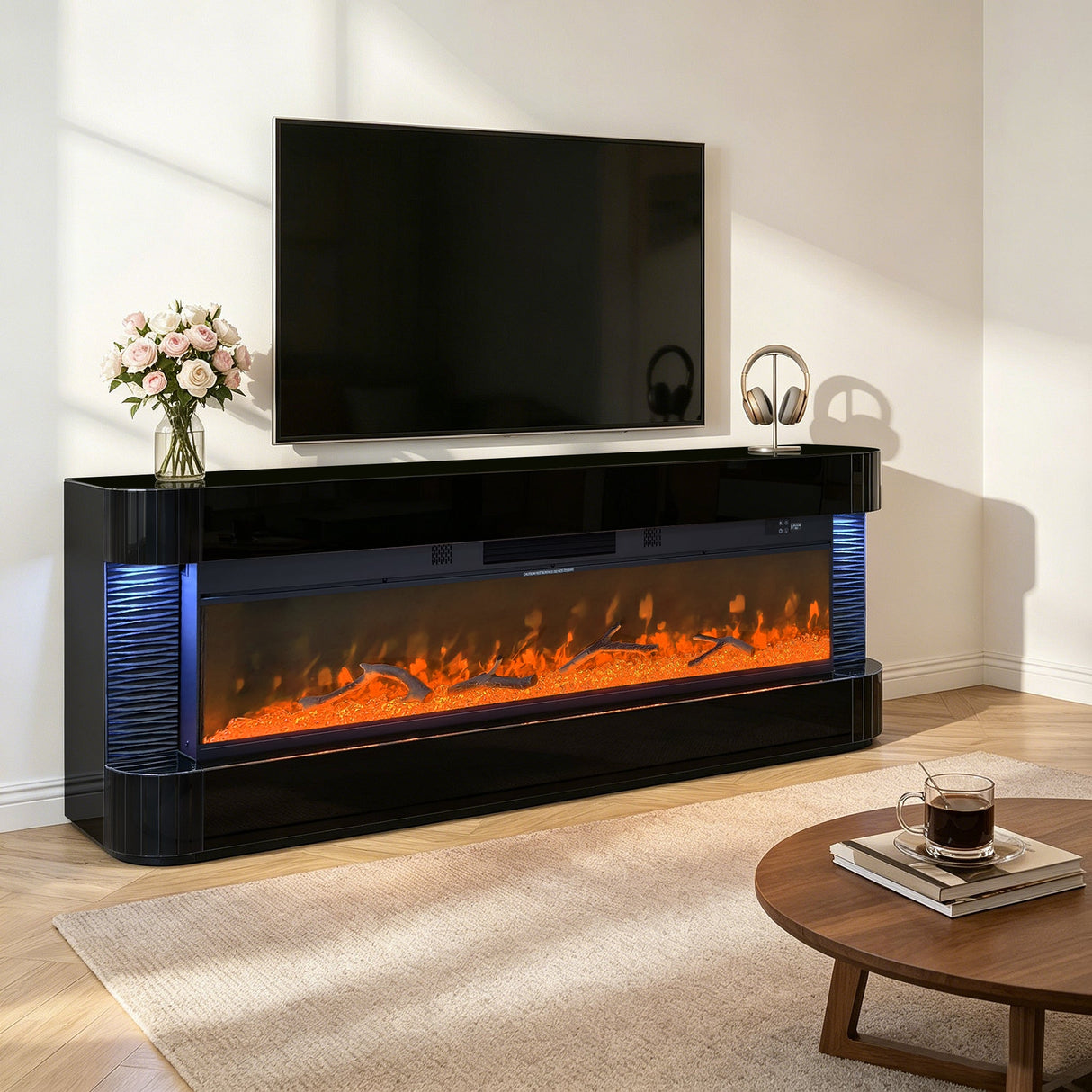 Lush Black Fireplace by New Era Innovations at Eve Furniture