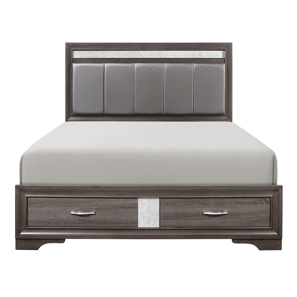 Luster Gray California King Upholstered Storage Platform Bed by Homelegance at Eve Furniture