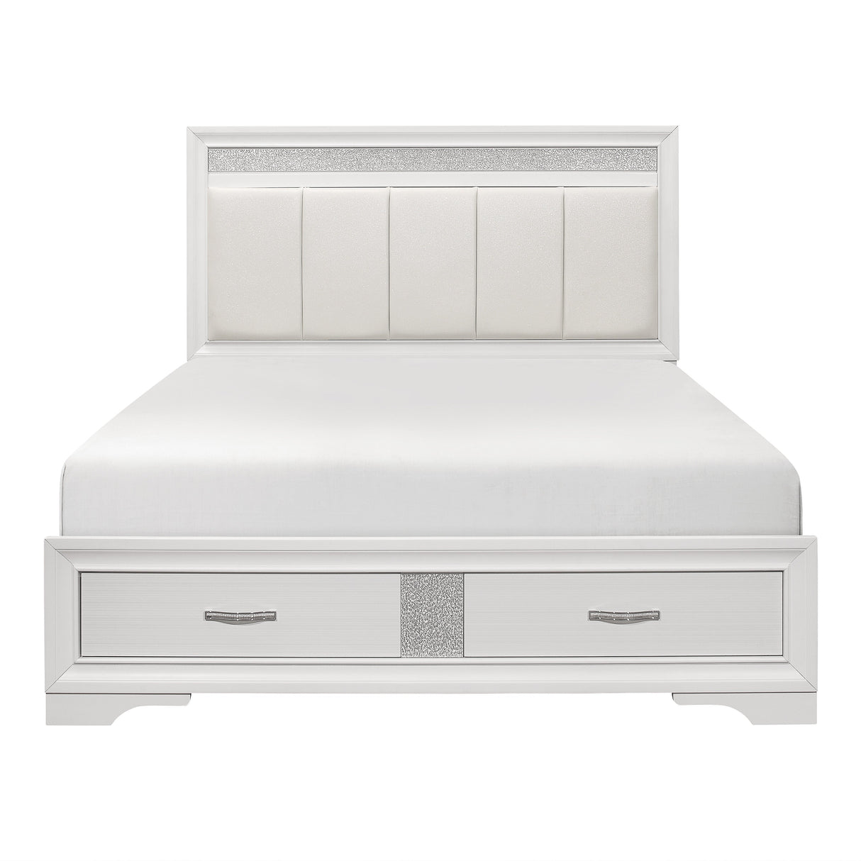 Luster White California King Upholstered Storage Platform Bed by Homelegance at Eve Furniture