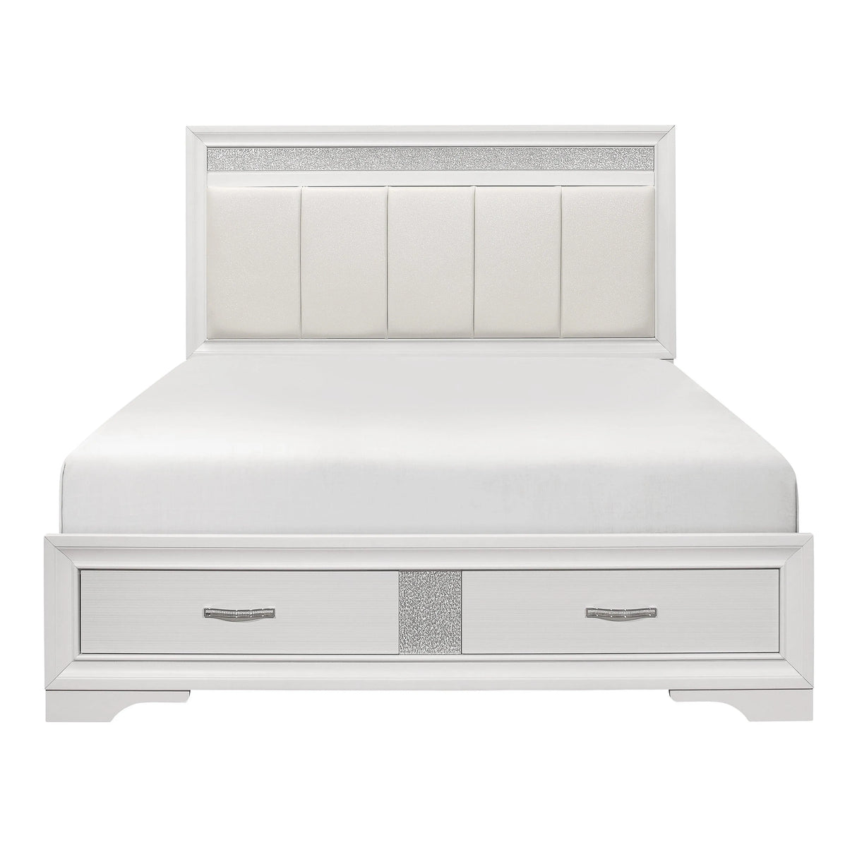 Luster White Queen Upholstered Storage Platform Bed by Homelegance at Eve Furniture