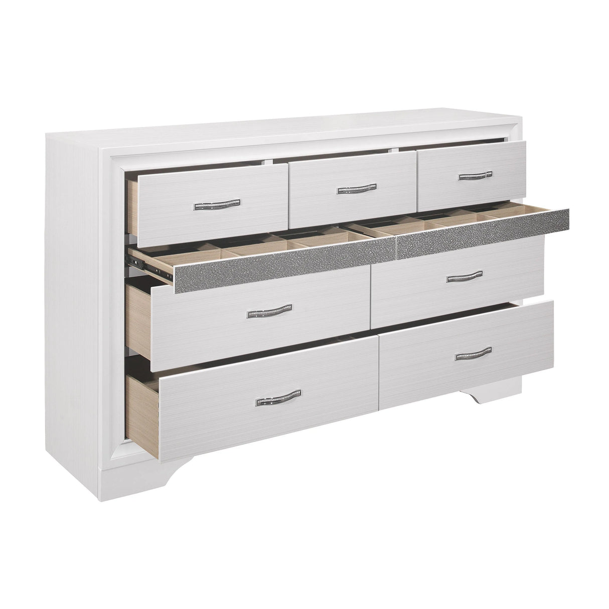 Luster White Upholstered Storage Platform Bedroom Set by Homelegance at Eve Furniture